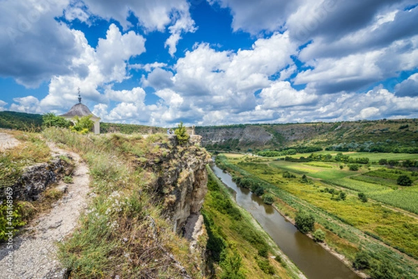 Fototapeta Aerial view from trail in Old Orhei archaeological park, Trebujeni commune, Moldova