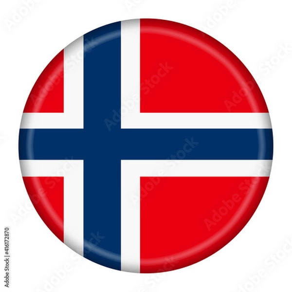 Fototapeta Norway flag button 3d illustration with clipping path
