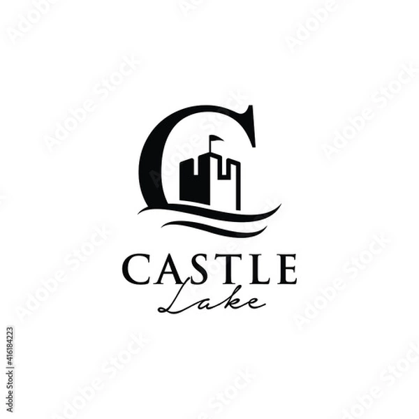 Obraz initials C with castle and lake logo 
