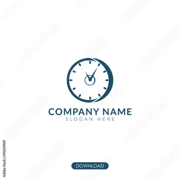 Fototapeta clock concept vector logo illustration. suitable for business
