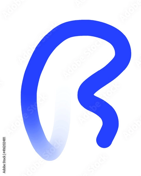 Obraz Blue Hand-Drawn Line - Wavy Gradient With Transparent Background