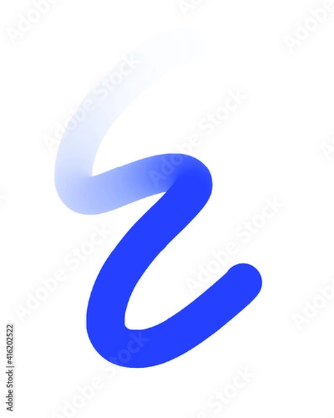 Obraz Blue Hand-Drawn Line - Wavy Gradient With Transparent Background
