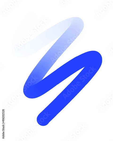 Obraz Blue Hand-Drawn Line - Wavy Gradient With Transparent Background