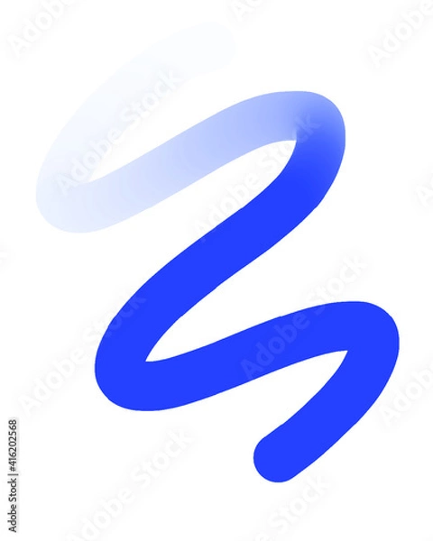 Obraz Blue Hand-Drawn Line - Wavy Gradient With Transparent Background