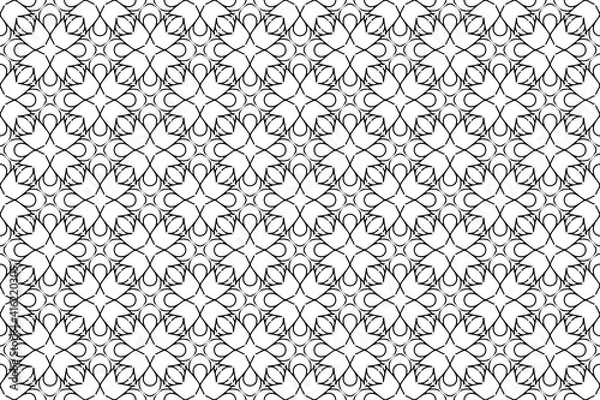 Fototapeta Seamless hand drawn pattern black and white