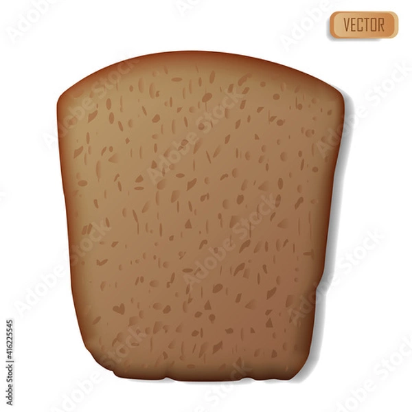 Obraz slice of rye bread. Realistic isolated on white background vector illustration