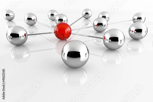 Obraz network red chrome