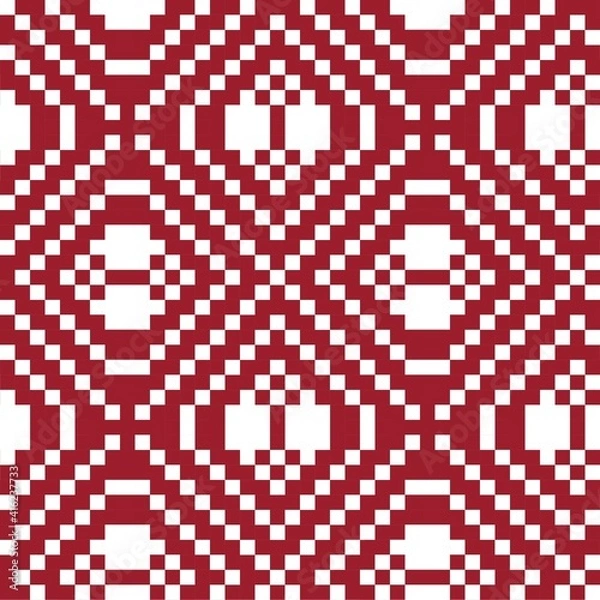 Obraz Red Christmas Fair Isle Seamless Pattern Background