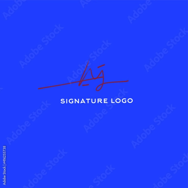 Fototapeta aj code isolated yellow initial handwriting or AE handwritten logo for identity