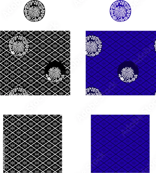 Fototapeta 平安有職文様_唐花繁菱地菊丸（からはなしげびしじきくのまる）_タイル