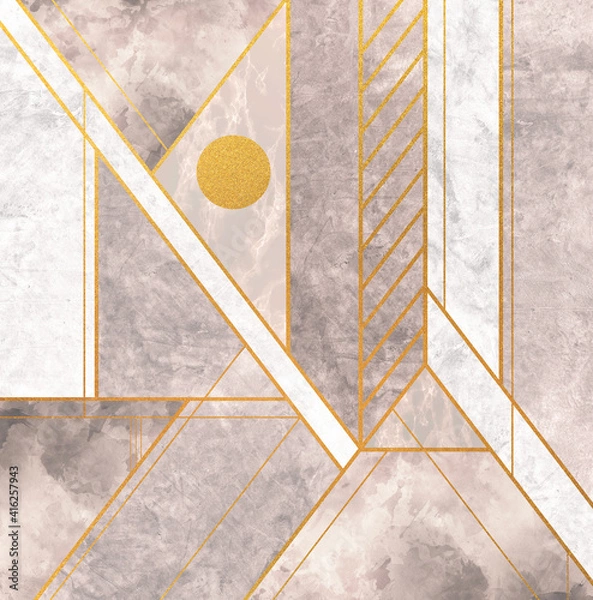 Obraz Geometric gold background. Polygonal illustration. Abstract seamless pattern wallpaper.