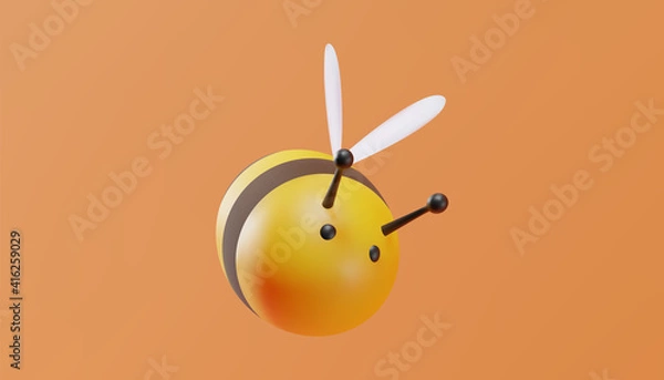Obraz Cute bee in cartoon style. 3D illustration. Vector