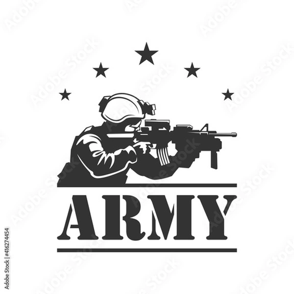 Obraz military army soldier logo design template, vector illustration.	
