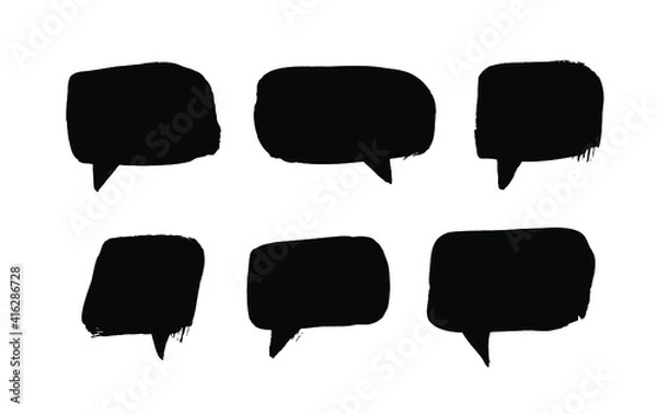 Obraz Vector art illustration grunge speech bubbles. Set of hand drawn paint object for design use. Abstract brush drawing.