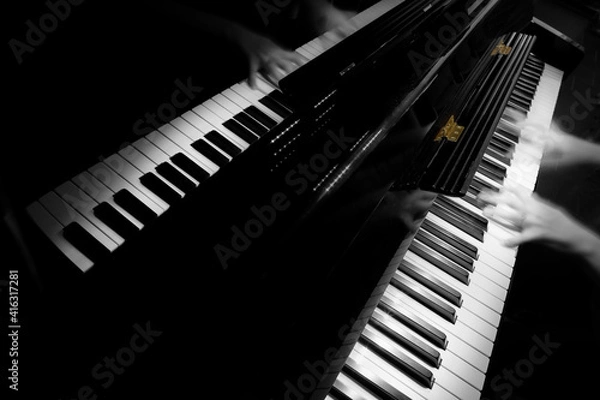 Obraz piano keys on black background
