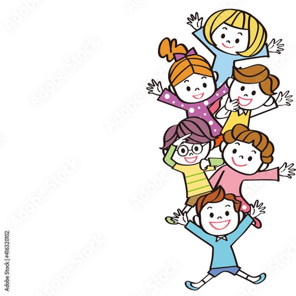 Obraz 子供集合　余白　元気　コピースペース 

