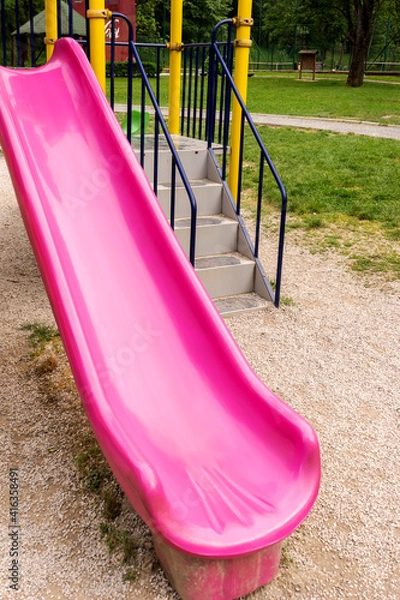 Obraz Children's playground pink  slide