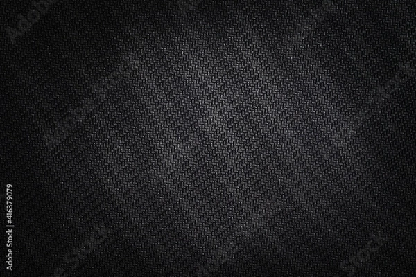 Fototapeta Texture technical fabric with rubber coating. Black background.