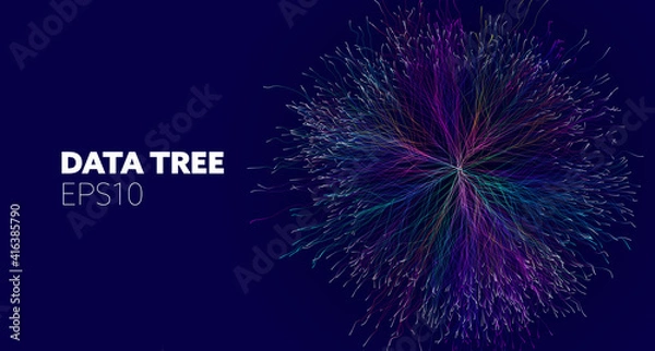 Fototapeta Data tree for concept design. Business technology. Wireframe light connection structure. Network cyber technology. Social network.