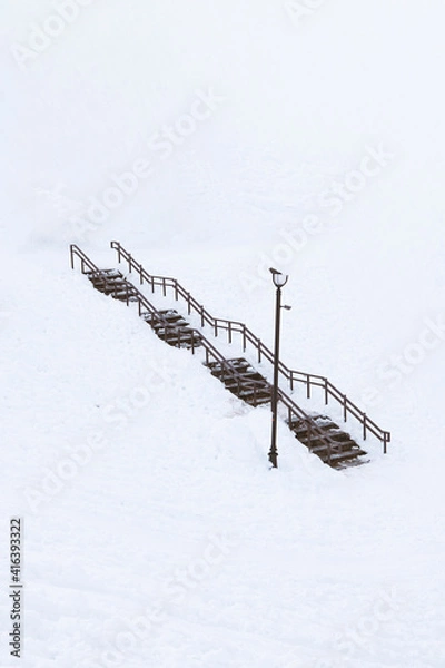 Obraz Stairs covered by snow
