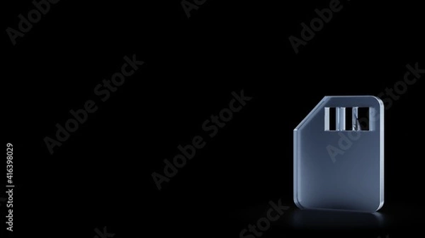 Fototapeta 3d rendering frosted glass symbol of technology isolated with reflection