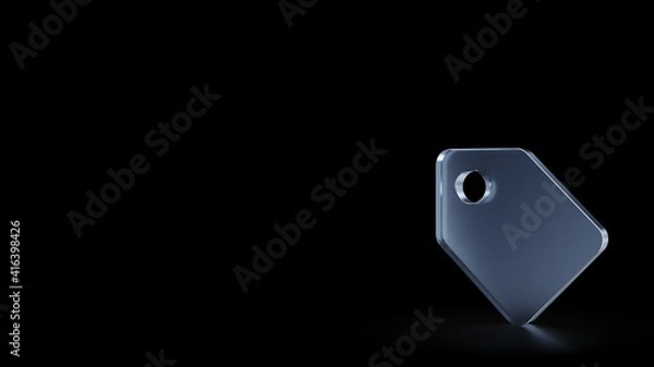 Obraz 3d rendering frosted glass symbol of tag isolated with reflection