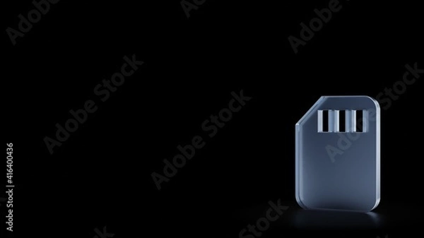 Fototapeta 3d rendering frosted glass symbol of sd card isolated with reflection
