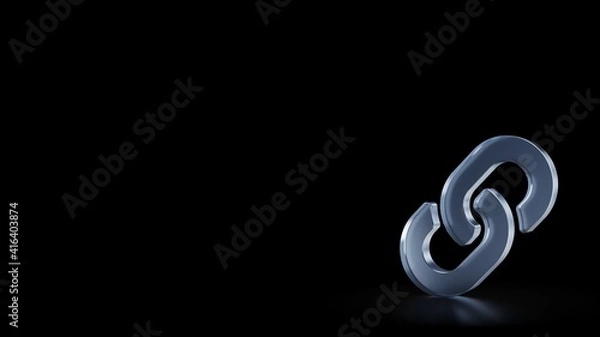 Fototapeta 3d rendering frosted glass symbol of link isolated with reflection