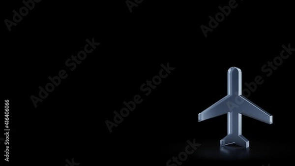 Obraz 3d rendering frosted glass symbol of flight isolated with reflection