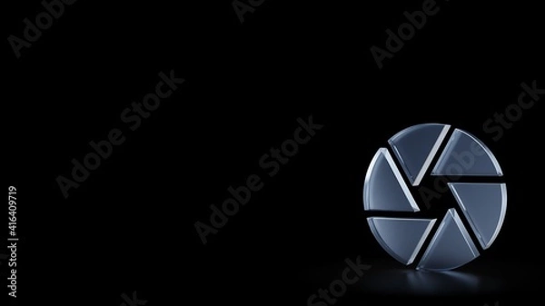 Obraz 3d rendering frosted glass symbol of camera aperture isolated with reflection