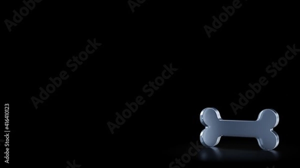 Obraz 3d rendering frosted glass symbol of bone isolated with reflection