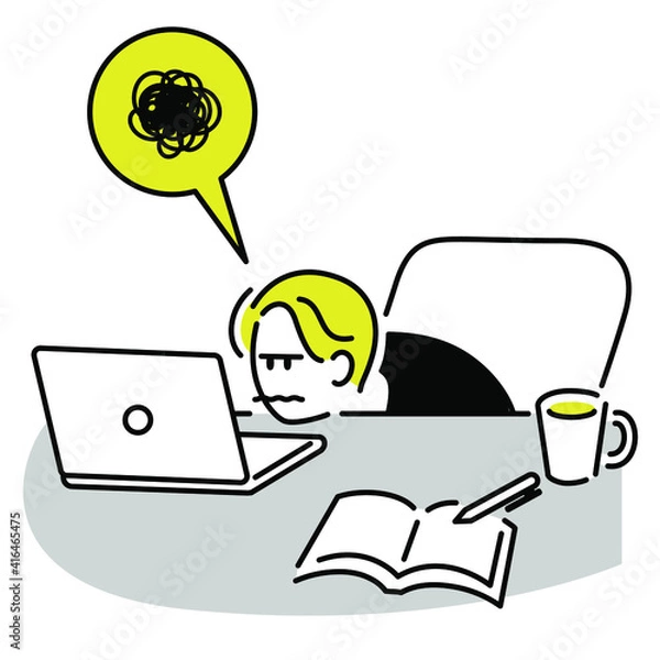 Obraz ノートパソコンで仕事や勉強をする男性
テレワーク 