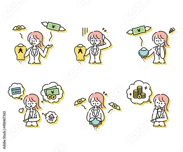 Obraz スーツの女性とお金のネガティブなイメージ（日本円）