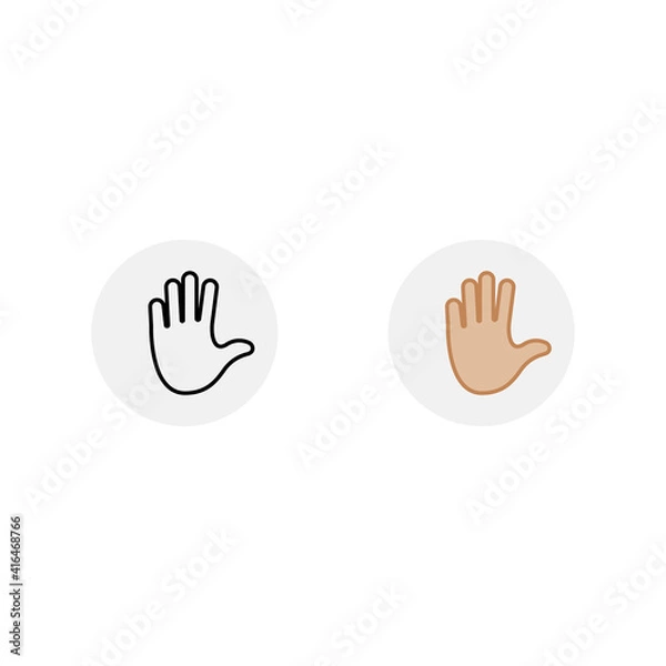Fototapeta Icon for clubhouse app. Raise hand for chatting. Palm of hand icons. Vector