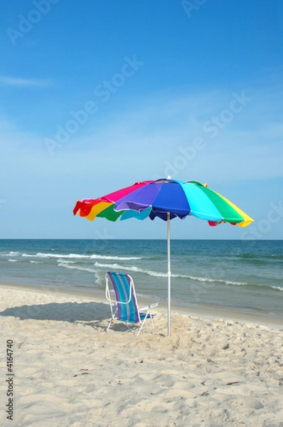 Fototapeta Colorful Umbrella and Chair