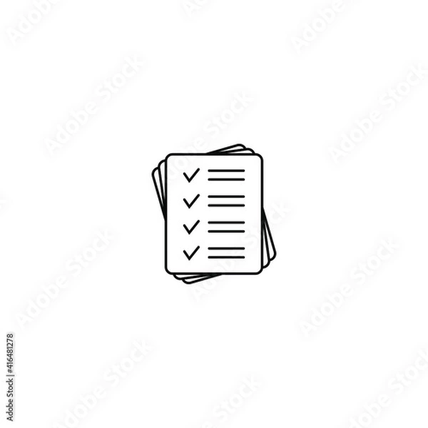 Obraz Checklist vector icon. Black illustration isolated on white background for graphic and web design.