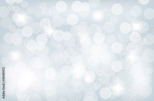 Fototapeta Vector silver abstract bokeh snowfall.