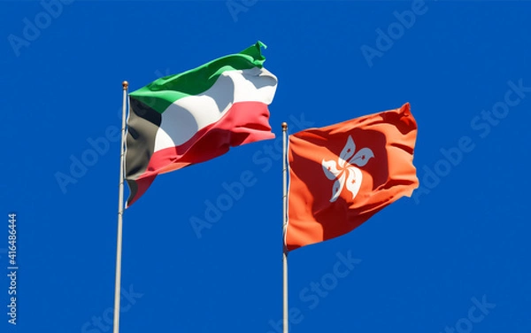 Fototapeta Flags of Kuwait and Hong Kong HK.
