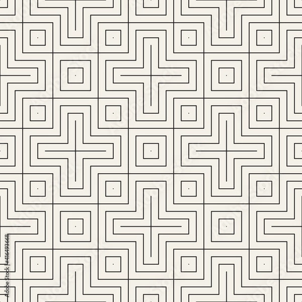 Fototapeta Vector seamless pattern. Repeating geometric black and white cross lines. Abstract lattice background design.