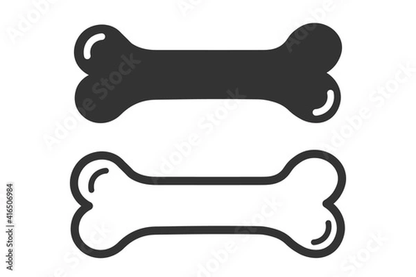 Fototapeta Dog bone flat and line icons. Isolated vector logo illustration.	