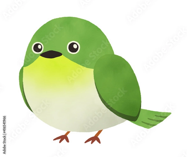 Obraz かわいいメジロと桜の水彩イラスト　背景なし　日本