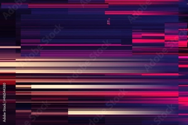 Obraz Modern background with dead pixel and bug, glitch and error signal. Optical distortion, overlapping geometric. It can be used for web design, printed products and visualization of music.