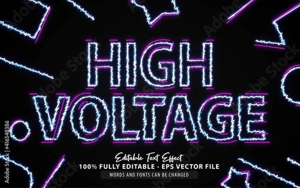 Obraz Blue High Voltage style editable text effect Premium Vector