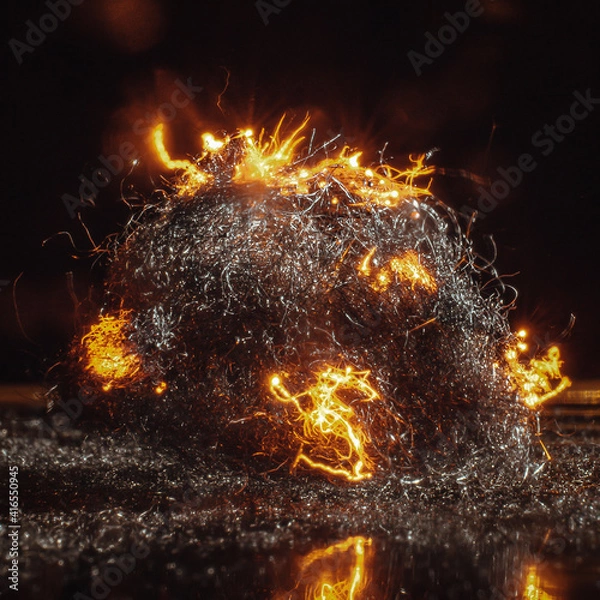 Obraz brennend stahlwolle