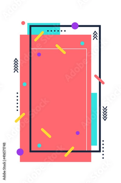 Fototapeta Social stories promotion, story graphic app, colorful poster with place for photo, color minimalist collage, vector illustration