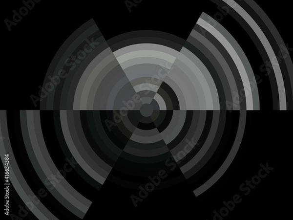 Fototapeta Silver circular forms black and white target