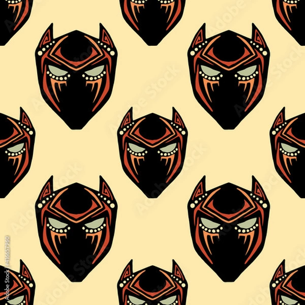 Fototapeta Seamless vector of tribal style fancy panther face shape mask