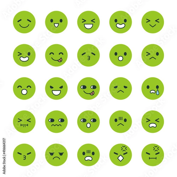 Obraz 顔　丸　アイコン　緑色　02