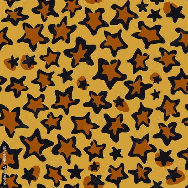 Fototapeta Seamless vector star leopard repeat animal print pattern for textile print background