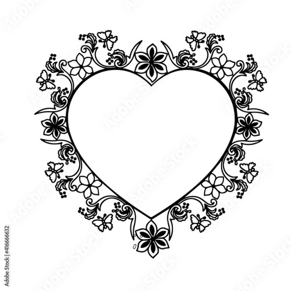 Fototapeta A fragment of vector graphics for creating patterns. Close-up of a contour drawing on a white background.